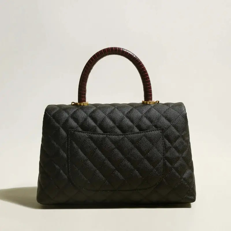 Black Quilted Chainstrap Top Handle-2