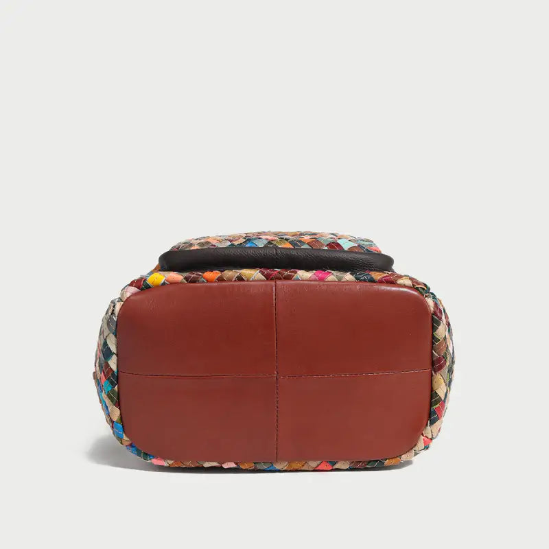 Multicolor Woven Leather School Backpack-4