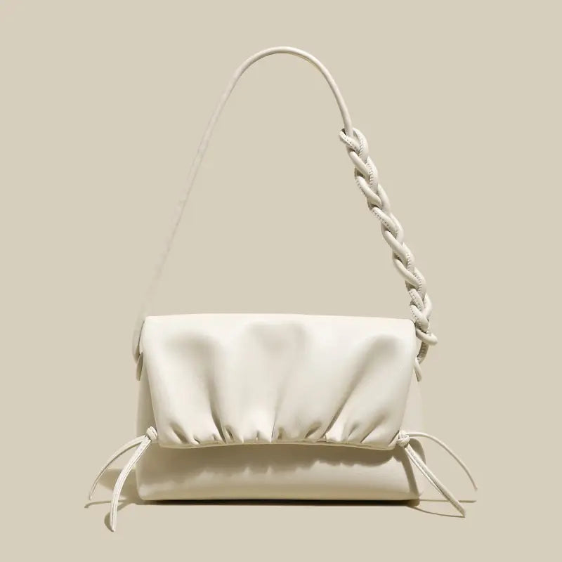 Pleated Semi-Braided Leather Shoulder Bag-5