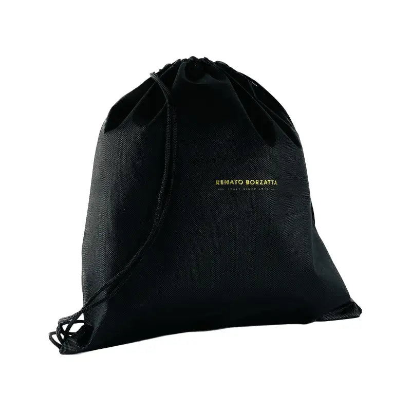 RB1002A | Borsa a Tracolla in Vera Pelle Made in Italy con Tracolla removibile in pelle e attacchi con fibbie in metallo Oro Lucido - Colore Nero - Dimensioni: cm 26 x 20 x 10-1