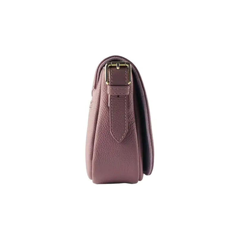 RB1002AZ | Borsa a Tracolla in Vera Pelle Made in Italy con Tracolla removibile in pelle e attacchi con fibbie in metallo Oro Lucido - Colore Rosa Antico - Dimensioni: cm 26 x 20 x 10-3
