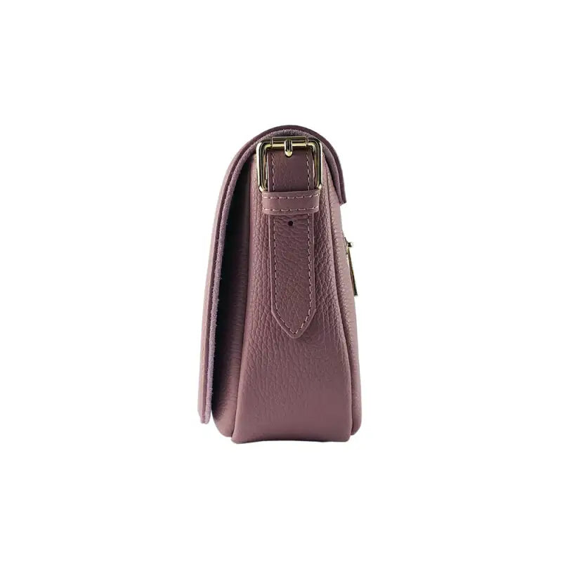 RB1002AZ | Borsa a Tracolla in Vera Pelle Made in Italy con Tracolla removibile in pelle e attacchi con fibbie in metallo Oro Lucido - Colore Rosa Antico - Dimensioni: cm 26 x 20 x 10-2