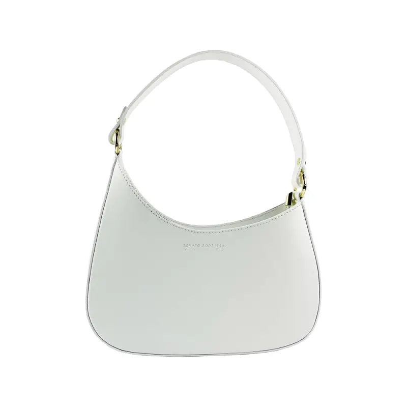 RB1013W | Borsa Donna a spalla e Tracolla removibili in Vera Pelle Made in Italy. Attacchi con moschettoni in metallo Oro Lucido - Colore Bianco - Dimensioni: cm 28 x 6 x 25 + 12 (manico)-1