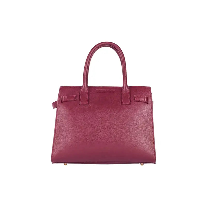 RB1016X | Borsa Donna a Mano in Vera Pelle Made in Italy con tracolla removibile. Attacchi con moschettoni in metallo Oro Lucido. Colore Bordeaux. Dimensioni: cm 28 x 20 x 14 + 12,5-3