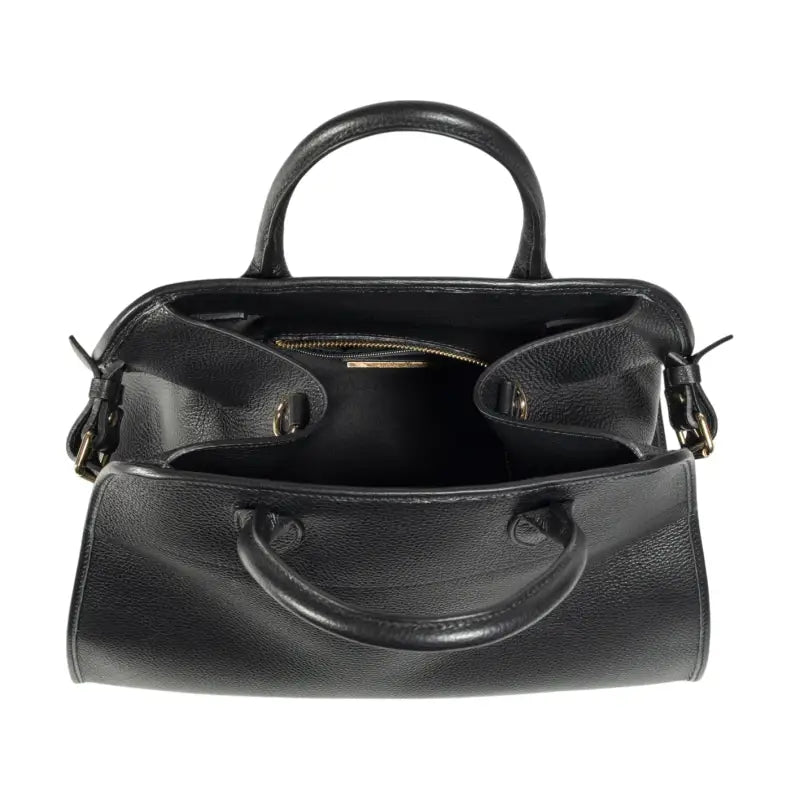 RB1032A | Borsa a Mano Donna FRIDA in Vera Pelle Made in Italy. Accessori in metallo Oro Lucido - Colore Nero - Dimensioni: cm 43 x 29 x 24 + 12 (Luce manici)-3