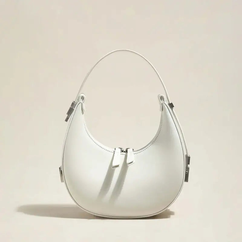Structured Leather Crescent Moon Bag-5