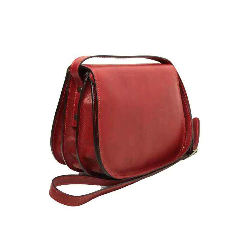 Women's shoulder bag in full grain calfskin -Red-1