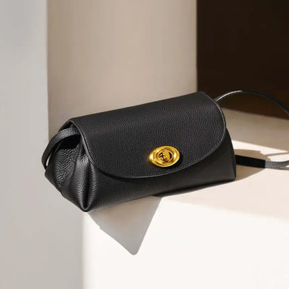 Baguette Twist Lock Leather Shoulder Bag-3
