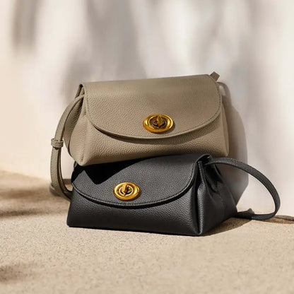 Baguette Twist Lock Leather Shoulder Bag-1