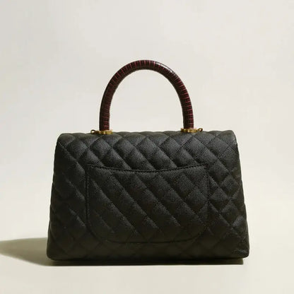 Black Quilted Chainstrap Top Handle-2