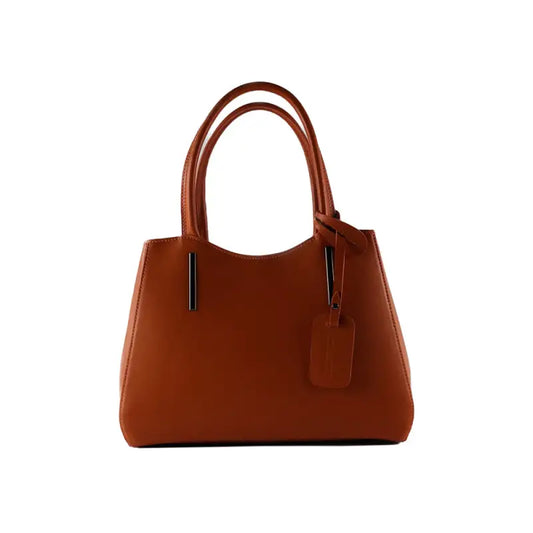 RB1004AM | Borsa a Mano in Vera Pelle Made in Italy con Tracollina removibile e attacchi con moschettoni in metallo Canna di Fucile - Colore Paprica-0