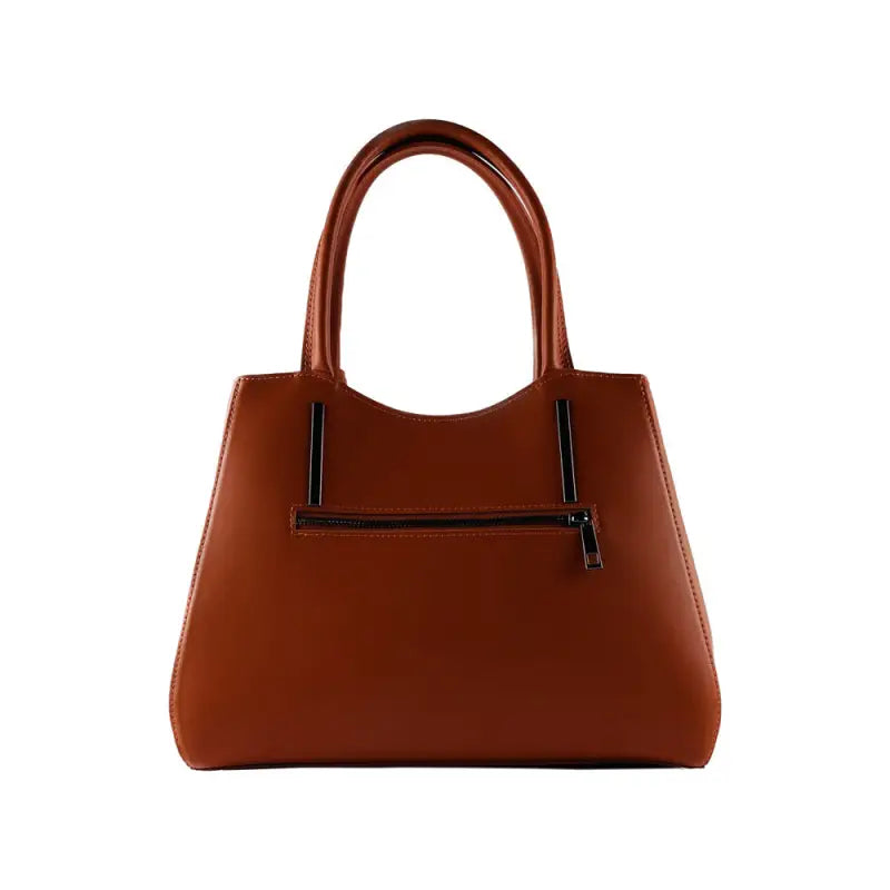RB1004AM | Borsa a Mano in Vera Pelle Made in Italy con Tracollina removibile e attacchi con moschettoni in metallo Canna di Fucile - Colore Paprica-1