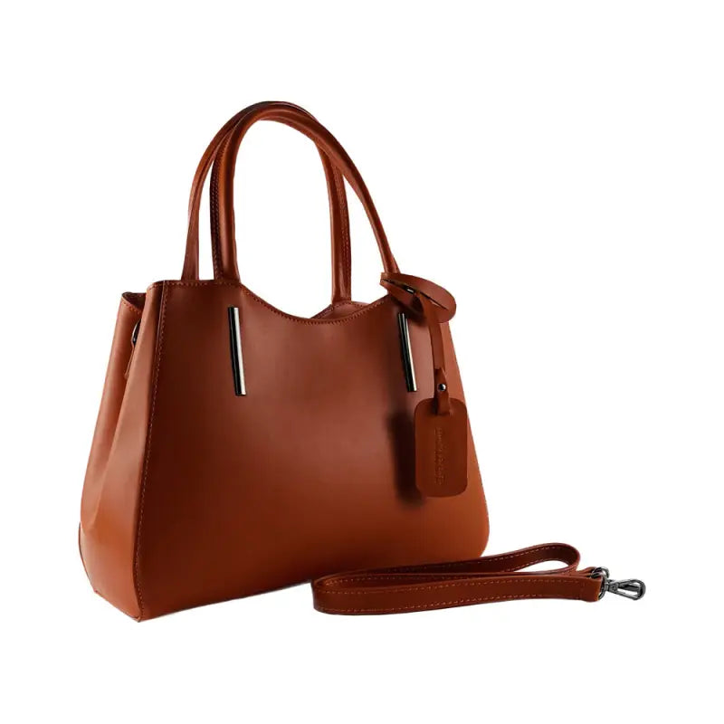 RB1004AM | Borsa a Mano in Vera Pelle Made in Italy con Tracollina removibile e attacchi con moschettoni in metallo Canna di Fucile - Colore Paprica-2