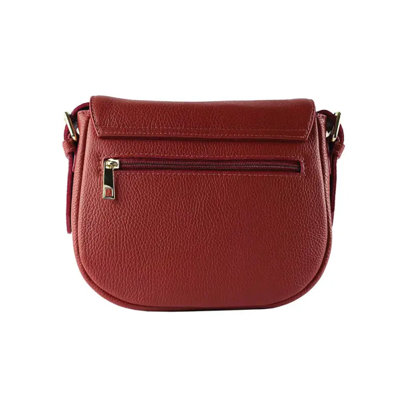 RB1002V | Borsa a Tracolla  in Vera Pelle Made in Italy con Tracolla removibile in pelle e attacchi con fibbie in metallo Oro Lucido - Colore Rosso-1