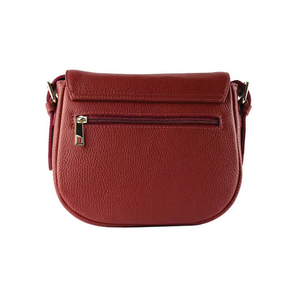 RB1002V | Borsa a Tracolla  in Vera Pelle Made in Italy con Tracolla removibile in pelle e attacchi con fibbie in metallo Oro Lucido - Colore Rosso-1