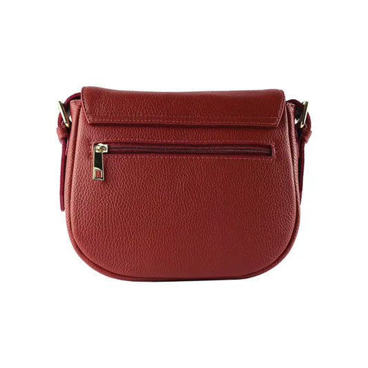 RB1002V | Borsa a Tracolla  in Vera Pelle Made in Italy con Tracolla removibile in pelle e attacchi con fibbie in metallo Oro Lucido - Colore Rosso-1