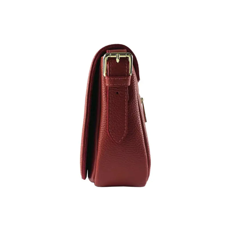 RB1002V | Borsa a Tracolla  in Vera Pelle Made in Italy con Tracolla removibile in pelle e attacchi con fibbie in metallo Oro Lucido - Colore Rosso-2