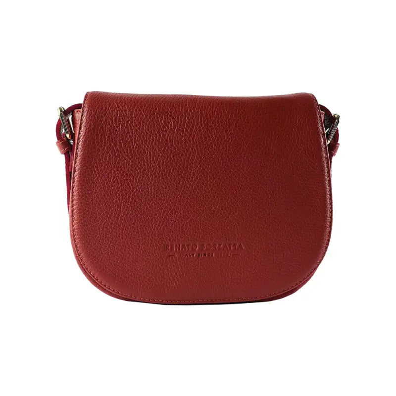 RB1002V | Borsa a Tracolla  in Vera Pelle Made in Italy con Tracolla removibile in pelle e attacchi con fibbie in metallo Oro Lucido - Colore Rosso-4