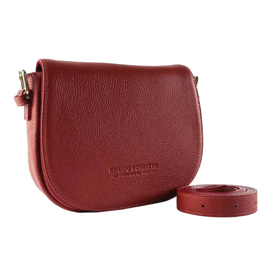 RB1002V | Borsa a Tracolla  in Vera Pelle Made in Italy con Tracolla removibile in pelle e attacchi con fibbie in metallo Oro Lucido - Colore Rosso-0