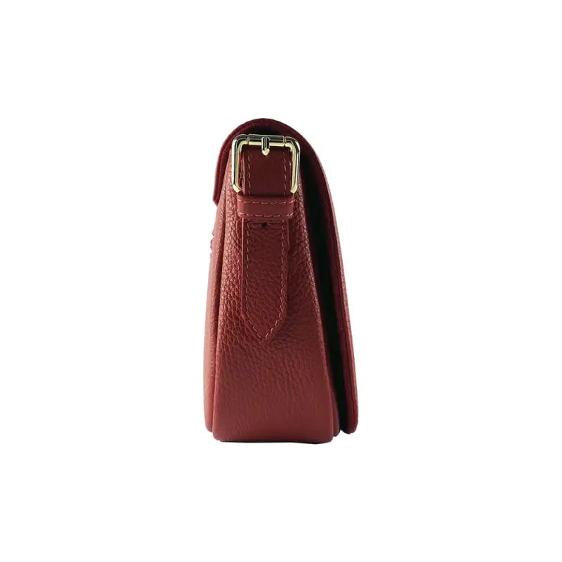 RB1002V | Borsa a Tracolla  in Vera Pelle Made in Italy con Tracolla removibile in pelle e attacchi con fibbie in metallo Oro Lucido - Colore Rosso-3