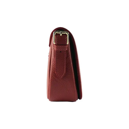 RB1002V | Borsa a Tracolla  in Vera Pelle Made in Italy con Tracolla removibile in pelle e attacchi con fibbie in metallo Oro Lucido - Colore Rosso-3