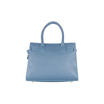 RB1016P | Borsa Donna a Mano in Vera Pelle Made in Italy con tracolla removibile. Attacchi con moschettoni in metallo Oro Lucido - Colore Avio-3