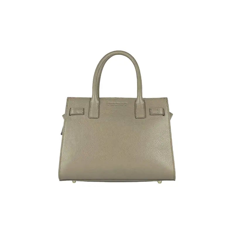 RB1016AQ | Borsa Donna a Mano in Vera Pelle Made in Italy con tracolla removibile. Attacchi con moschettoni in metallo Oro Lucido - Colore Taupe -3