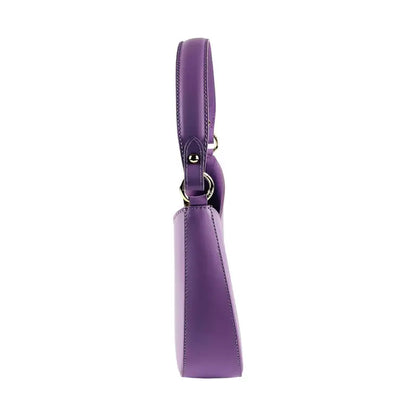 RB1013CI | Borsa Donna a spalla e Tracolla removibili in Vera Pelle Made in Italy. Attacchi con moschettoni in metallo Oro Lucido - Colore Lilla-4
