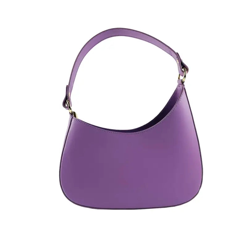 RB1013CI | Borsa Donna a spalla e Tracolla removibili in Vera Pelle Made in Italy. Attacchi con moschettoni in metallo Oro Lucido - Colore Lilla-2