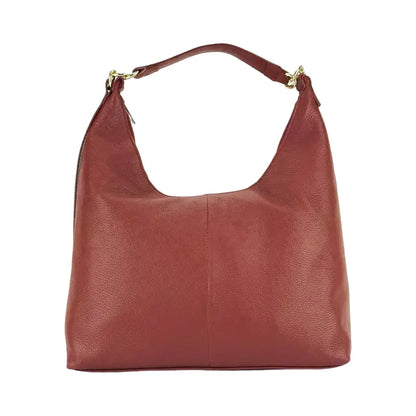 RB1017Q | Borsa Donna a spalla Morbida in Vera Pelle Made in Italy con tracolla removibile. Attacchi con moschettoni in metallo Oro Lucido - Colore Rubino -1