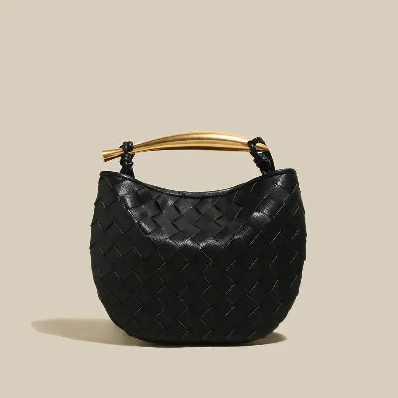 Italian Life Woven Shoulder Bag with Sculptured Handle-0