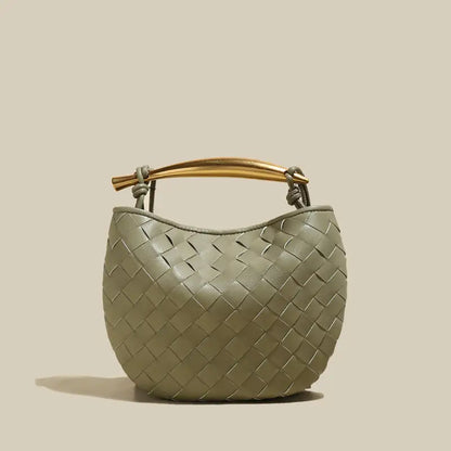 Italian Life Woven Shoulder Bag with Sculptured Handle-2