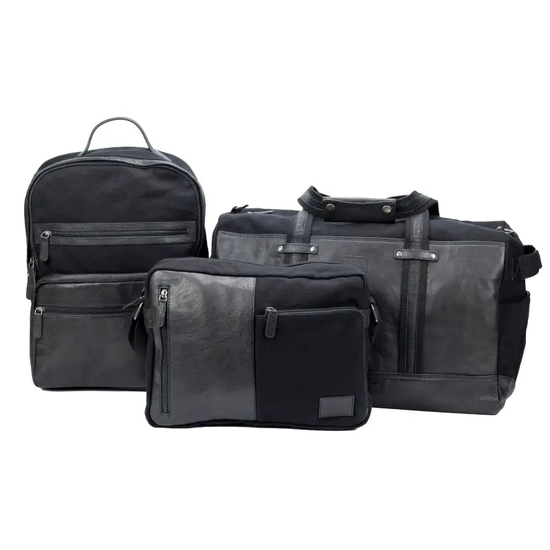 K0024AB | Borsone da Viaggio in Canvas/Vera Pelle, pieno fiore, volanata - Colore Nero. Accessori Nickel Anticato, Chiusura con lampo. Dimensioni: cm 48 x 31 x 22 - Confezione: Sacchetto Tnt-4