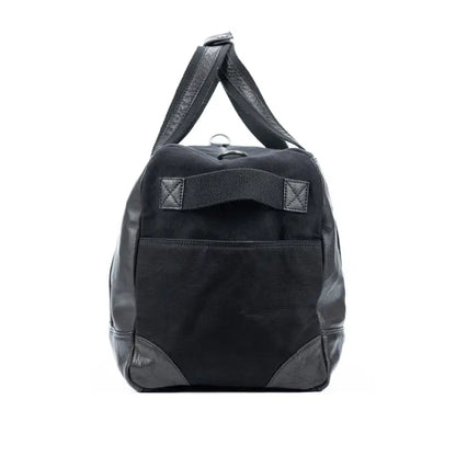 K0024AB | Borsone da Viaggio in Canvas/Vera Pelle, pieno fiore, volanata - Colore Nero. Accessori Nickel Anticato, Chiusura con lampo. Dimensioni: cm 48 x 31 x 22 - Confezione: Sacchetto Tnt-3