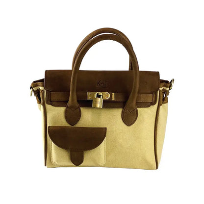 K0042ALCB | Borsa a Mano Mini in Canvas/Vera Pelle Made in Italy. Tracolla removibile. -1