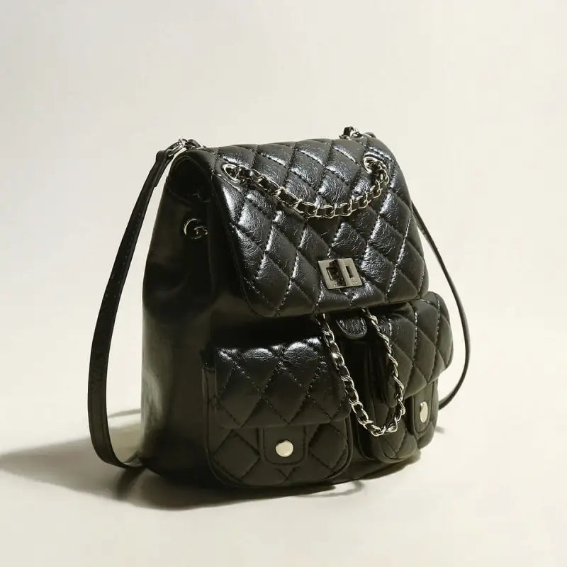 Multi-Pocket Chainstrap Quilted Backpack-1