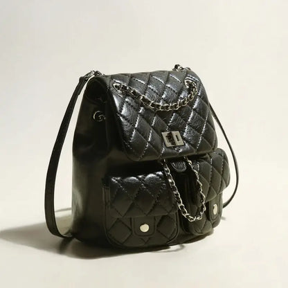 Multi-Pocket Chainstrap Quilted Backpack-1