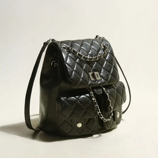 Multi-Pocket Chainstrap Quilted Backpack-1
