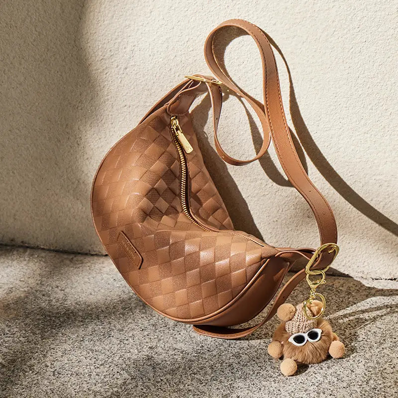 Pompom Charm Quilted Shoulder Bag-3