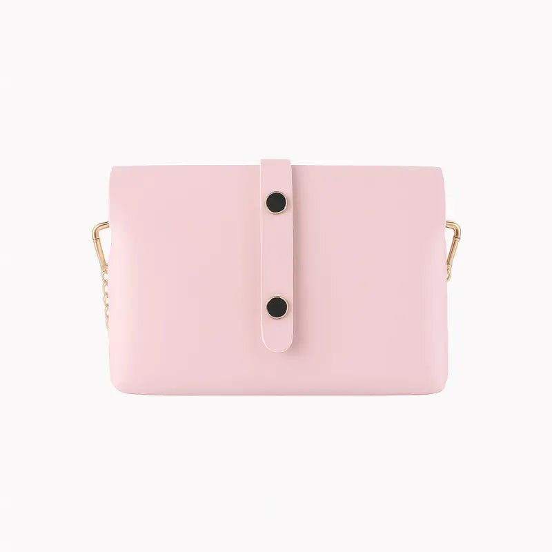 RB1001BJ | Borsa Piccola in Vera Pelle Made in Italy con Tracollina removibile e passante di chiusura in metallo Oro Lucido - Colore Rosa - Dimensioni: cm 16,5 x 11 x 8-1