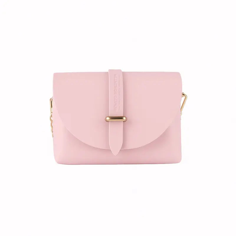 RB1001BJ | Borsa Piccola in Vera Pelle Made in Italy con Tracollina removibile e passante di chiusura in metallo Oro Lucido - Colore Rosa - Dimensioni: cm 16,5 x 11 x 8-3