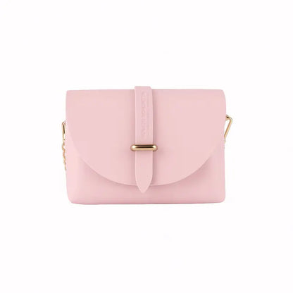 RB1001BJ | Borsa Piccola in Vera Pelle Made in Italy con Tracollina removibile e passante di chiusura in metallo Oro Lucido - Colore Rosa - Dimensioni: cm 16,5 x 11 x 8-3