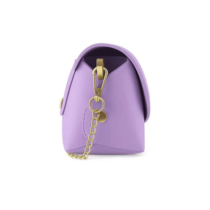 RB1001CI | Borsa Piccola in Vera Pelle Made in Italy con Tracollina removibile e passante di chiusura in metallo Oro Lucido - Colore Lilla - Dimensioni: cm 16,5 x 11 x 8-2