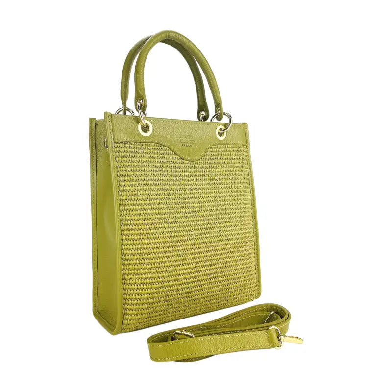 RB1026CM  | Borsa Donna a mano verticale in Vera Pelle e Paglia Made in Italy. -2