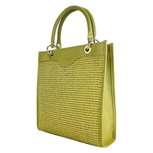 RB1026CM  | Borsa Donna a mano verticale in Vera Pelle e Paglia Made in Italy. -0