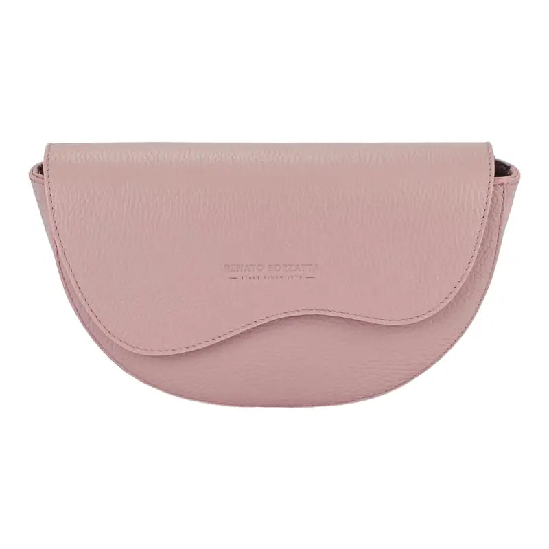 RB1027AZ  | Borsa Donna a Bandoliera stondata in Vera Pelle Made in Italy. Tracolla removibile e regolabile in pelle. Accessori Nickel Lucido - Colore Rosa Antico - Dimensioni: cm 25 x 15 x 9-1
