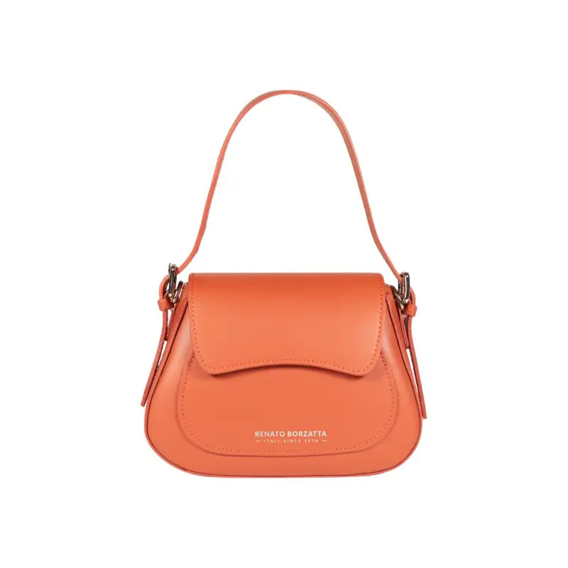 RB1030AM | Borsa Donna a Spalla EMMA con pattina in Vera Pelle Made in Italy. Accessori in metallo Argento Lucido - Colore Paprika - Dimensioni: cm 24 x 18 x 9 + 14,5 (Luce manico)-0