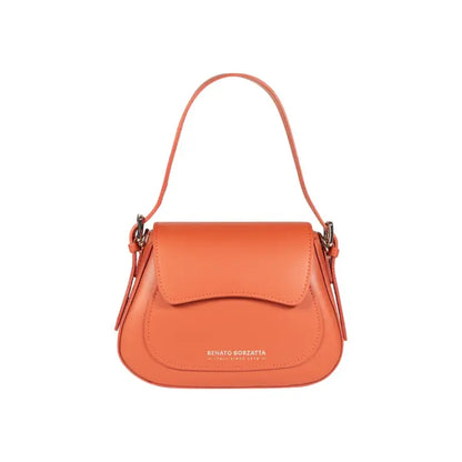 RB1030AM | Borsa Donna a Spalla EMMA con pattina in Vera Pelle Made in Italy. Accessori in metallo Argento Lucido - Colore Paprika - Dimensioni: cm 24 x 18 x 9 + 14,5 (Luce manico)-0