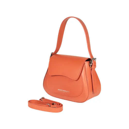 RB1030AM | Borsa Donna a Spalla EMMA con pattina in Vera Pelle Made in Italy. Accessori in metallo Argento Lucido - Colore Paprika - Dimensioni: cm 24 x 18 x 9 + 14,5 (Luce manico)-1