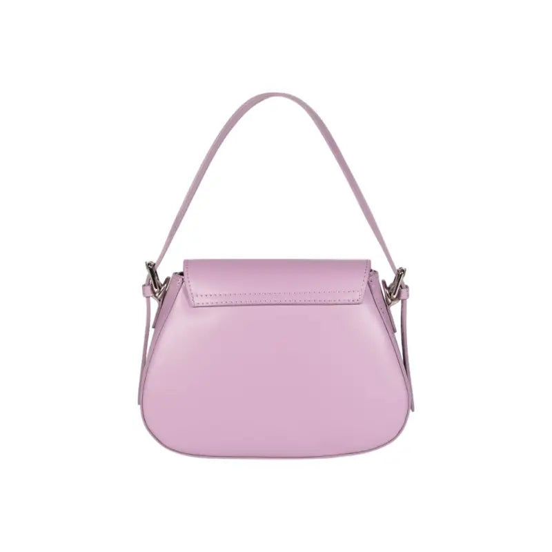 RB1030CI | Borsa Donna a Spalla EMMA con pattina in Vera Pelle Made in Italy. Accessori in metallo Argento Lucido - Colore Lilla - Dimensioni: cm 24 x 18 x 9 + 14,5 (Luce manico)-2